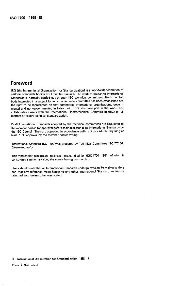 ISO 1700:1988 ISO 1700:1988 - Cinematography — 8 mm Type S motion-picture raw stock film — Cutting and perforating dimensions/13/1988 - Page 2 preview