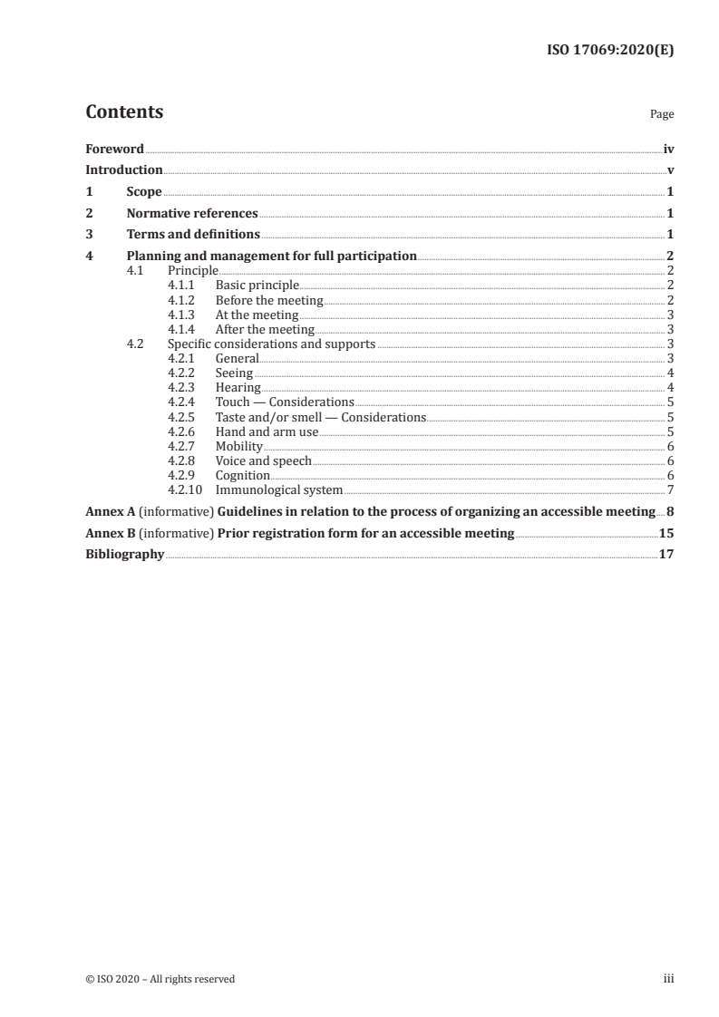 ISO 17069:2020 ISO 17069:2020 - Accessible design — Consideration and assistive products for accessible meeting/30/2020 - Page 3 preview