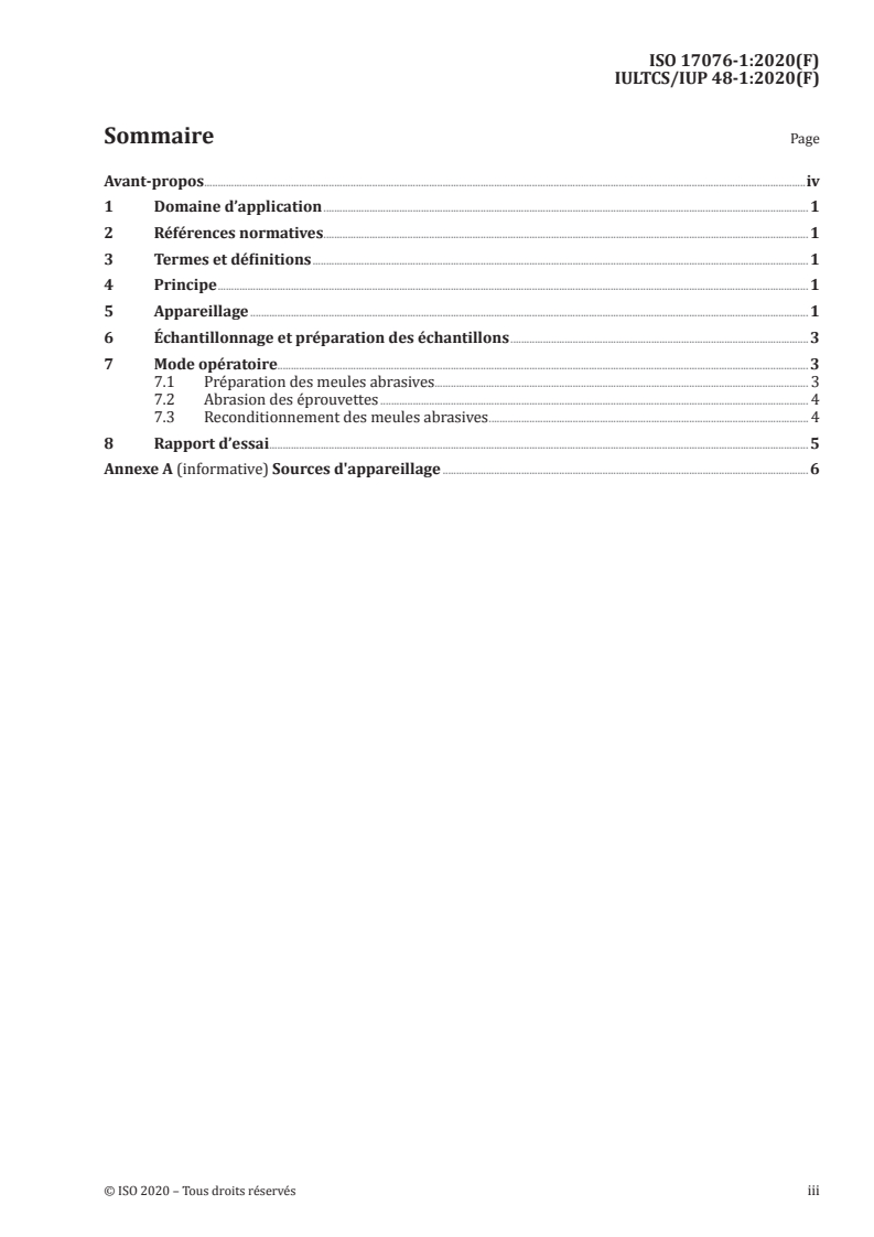 ISO 17076-1:2020 ISO 17076-1:2020 - Cuir — Détermination de la résistance à l'abrasion — Partie 1: Méthode Taber®
Released:1/8/2020 - Page 3 preview