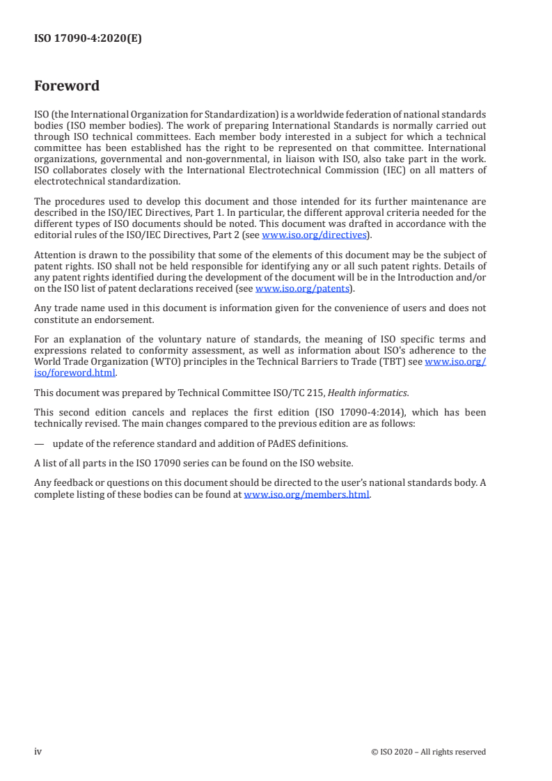 ISO 17090-4:2020 ISO 17090-4:2020 - Health informatics — Public key infrastructure — Part 4: Digital signatures for healthcare documents/7/2020 - Page 4 preview