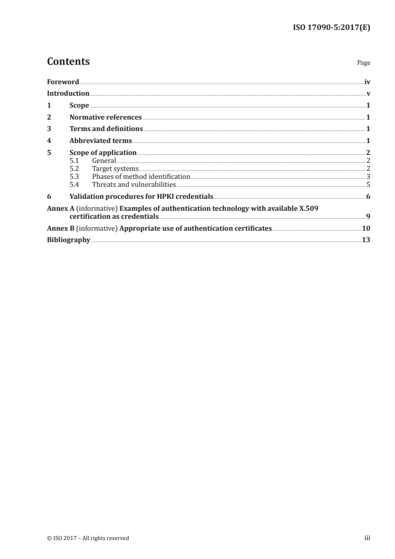 ISO 17090-5:2017 ISO 17090-5:2017 - Health informatics — Public key infrastructure — Part 5: Authentication using Healthcare PKI credentials/8/2017 - Page 3 preview