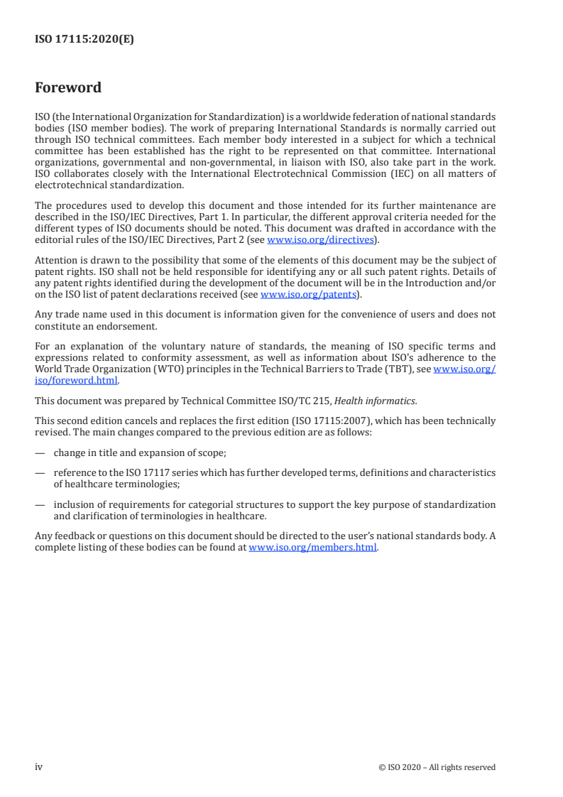 ISO 17115:2020 ISO 17115:2020 - Health informatics — Representation of categorial structures of terminology (CatStructure)/8/2020 - Page 4 preview