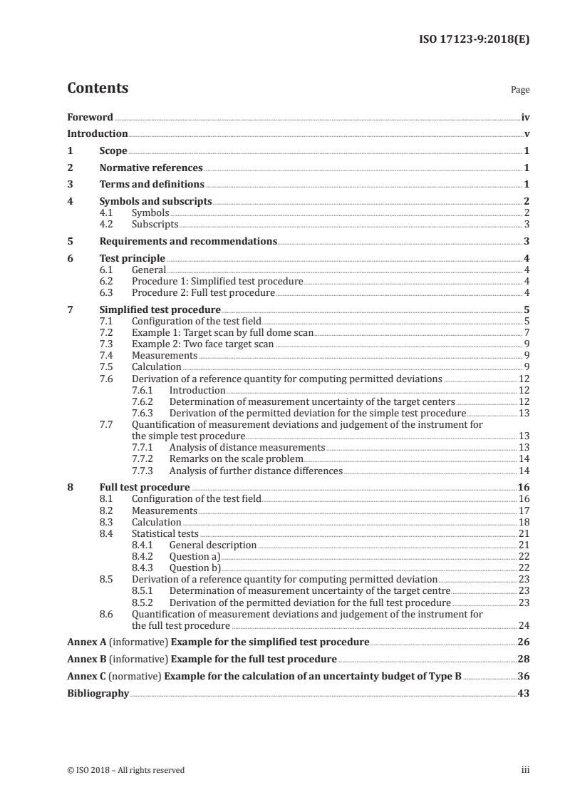 ISO 17123-9:2018 ISO 17123-9:2018 - Optics and optical instruments — Field procedures for testing geodetic and surveying instruments — Part 9: Terrestrial laser scanners/30/2018 - Page 3 preview