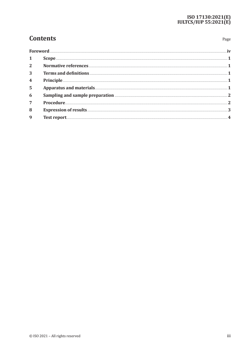 ISO 17130:2021 ISO 17130:2021 - Leather — Physical and mechanical tests — Determination of dimensional change
Released:2/22/2021 - Page 3 preview