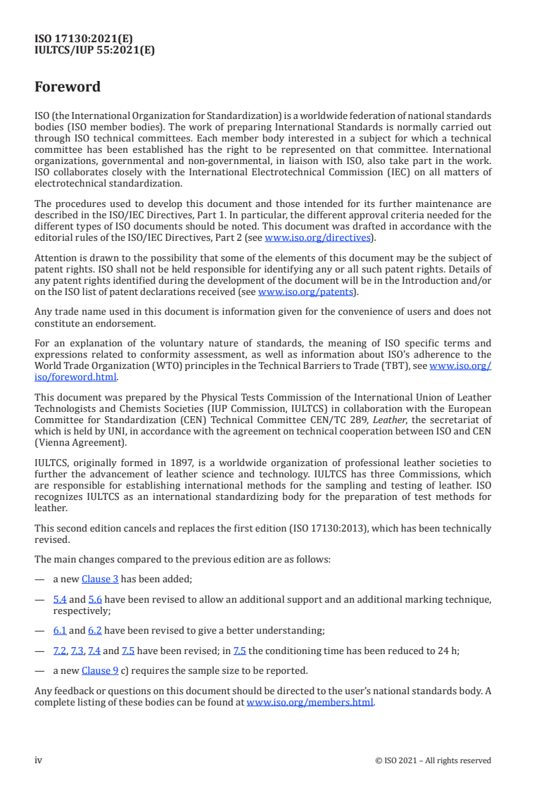 ISO 17130:2021 ISO 17130:2021 - Leather — Physical and mechanical tests — Determination of dimensional change
Released:2/22/2021 - Page 4 preview