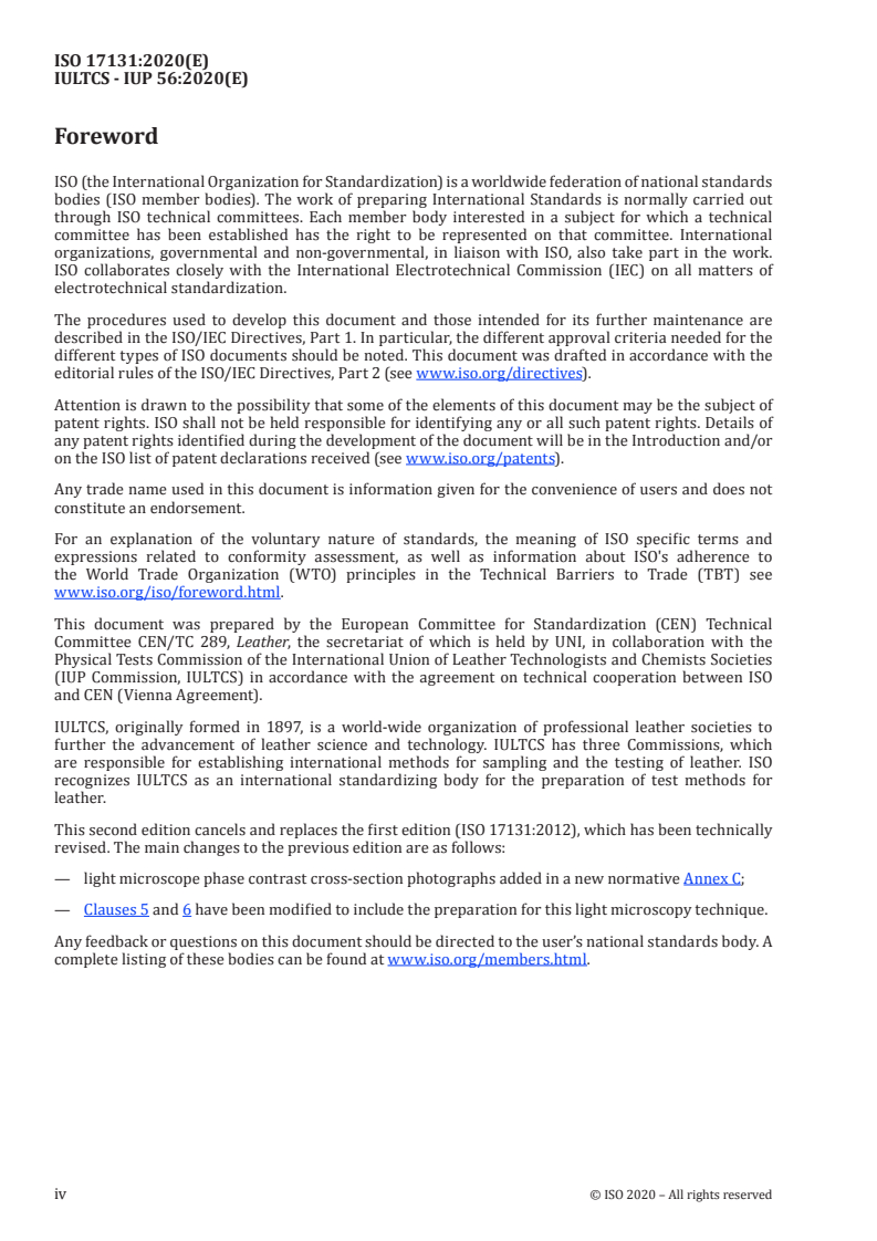 ISO 17131:2020 ISO 17131:2020 - Leather — Identification of leather with microscopy
Released:4/2/2020 - Page 4 preview