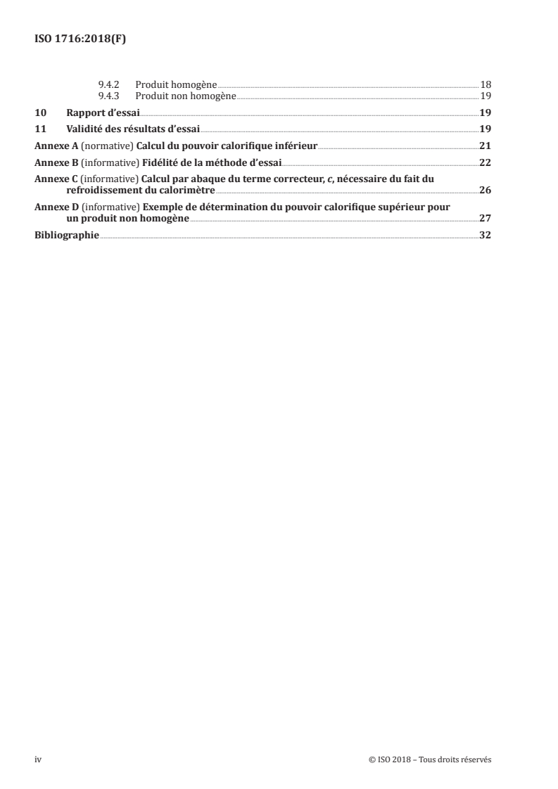 ISO 1716:2018 ISO 1716:2018 - Essais de réaction au feu de produits — Détermination du pouvoir calorifique supérieur (valeur calorifique)/4/2018 - Page 4 preview