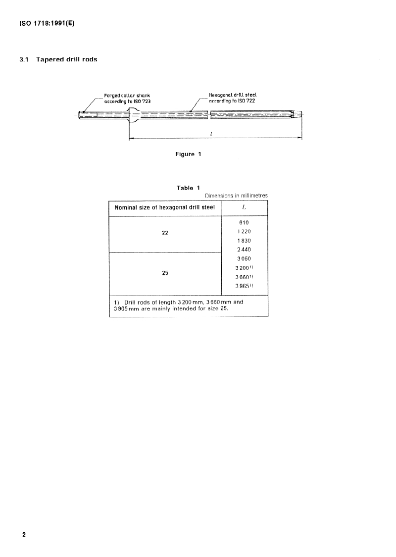 SIST ISO 1718:1997 ISO 1718:1991 - Rock drilling equipment — Drill rods with tapered connection for percussive drilling/17/1991 - Page 4 preview