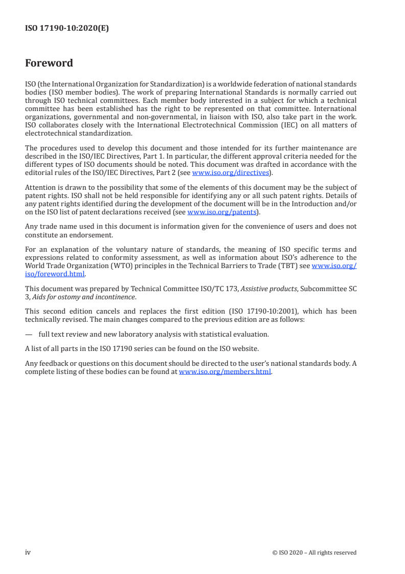 ISO 17190-10:2020 ISO 17190-10:2020 - Urine-absorbing aids for incontinence — Polyacrylate superabsorbent powders — Part 10: Test method for determination of extractable polymer content by potentiometric titration/27/2020 - Page 4 preview