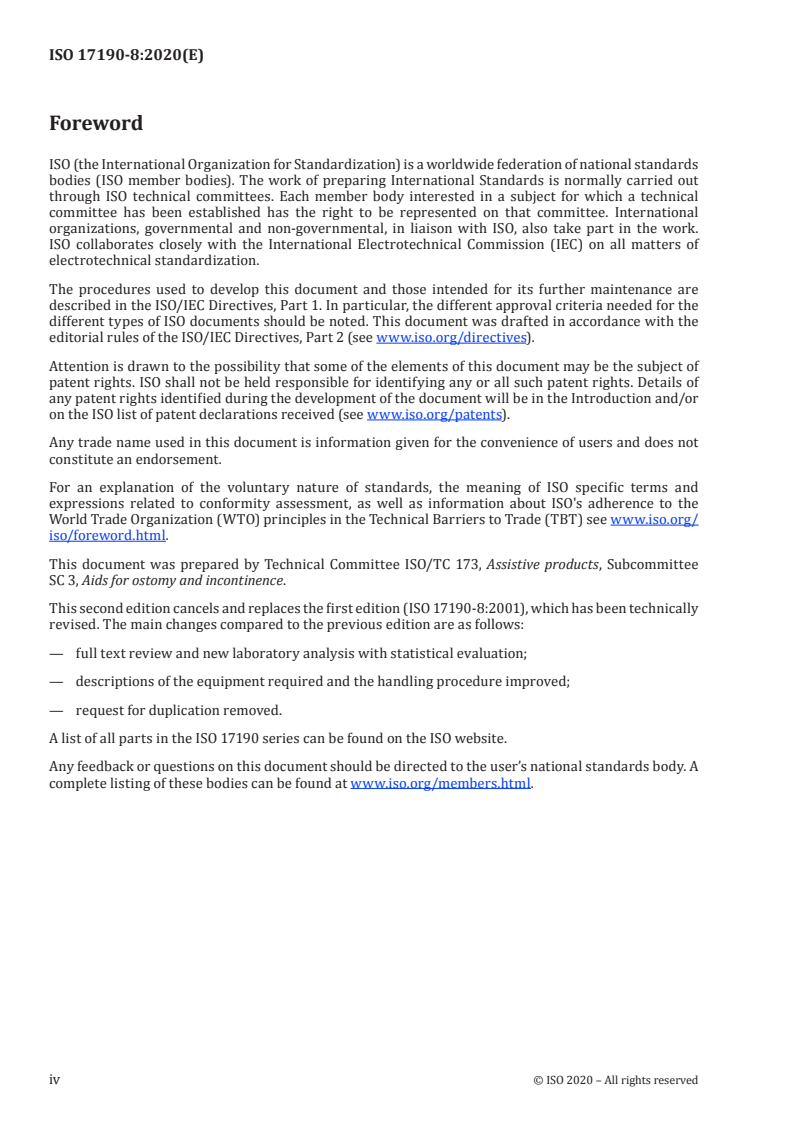 ISO 17190-8:2020 ISO 17190-8:2020 - Urine-absorbing aids for incontinence — Polyacrylate superabsorbent powders — Part 8: Test method for determination of the permeability dependent absorption under pressure of saline solution by gravimetric measurement/27/2020 - Page 4 preview