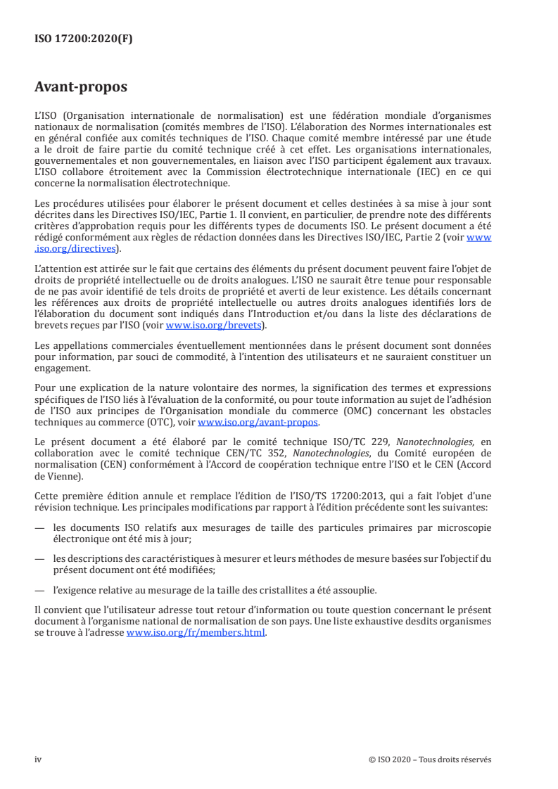 ISO 17200:2020 ISO 17200:2020 - Nanotechnologies — Nanoparticules sous forme de poudre — Caractéristiques et mesurages/3/2020 - Page 4 preview