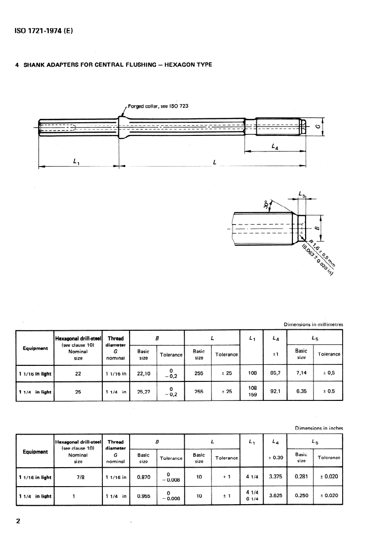 SIST ISO 1721:1997 ISO 1721:1974 - Rock drilling — Extension drill-steel equipment for percussive long-hole drilling — Reverse-buttress-threaded equipments 1 1/16 and 1 1/4 in (27 and 32 mm)/1/1974 - Page 4 preview