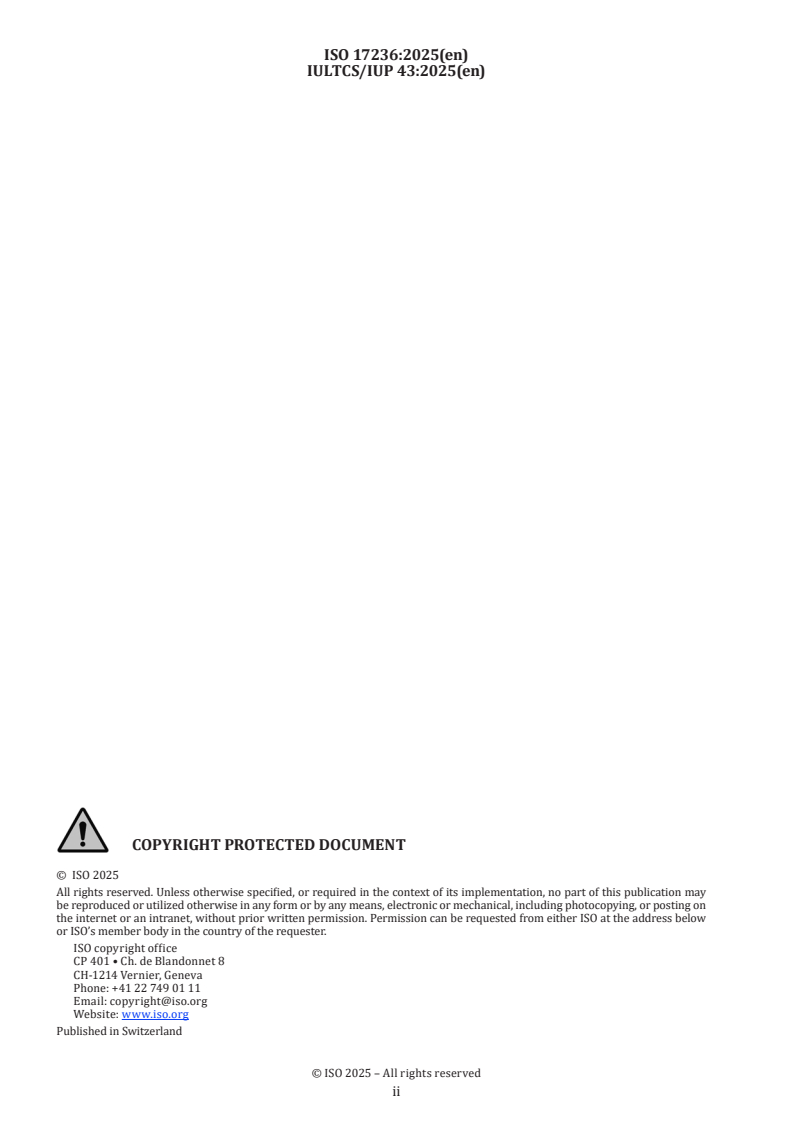 ISO 17236:2025 - Leather — Physical and mechanical tests — Determination of extension set
Released:21. 05. 2025