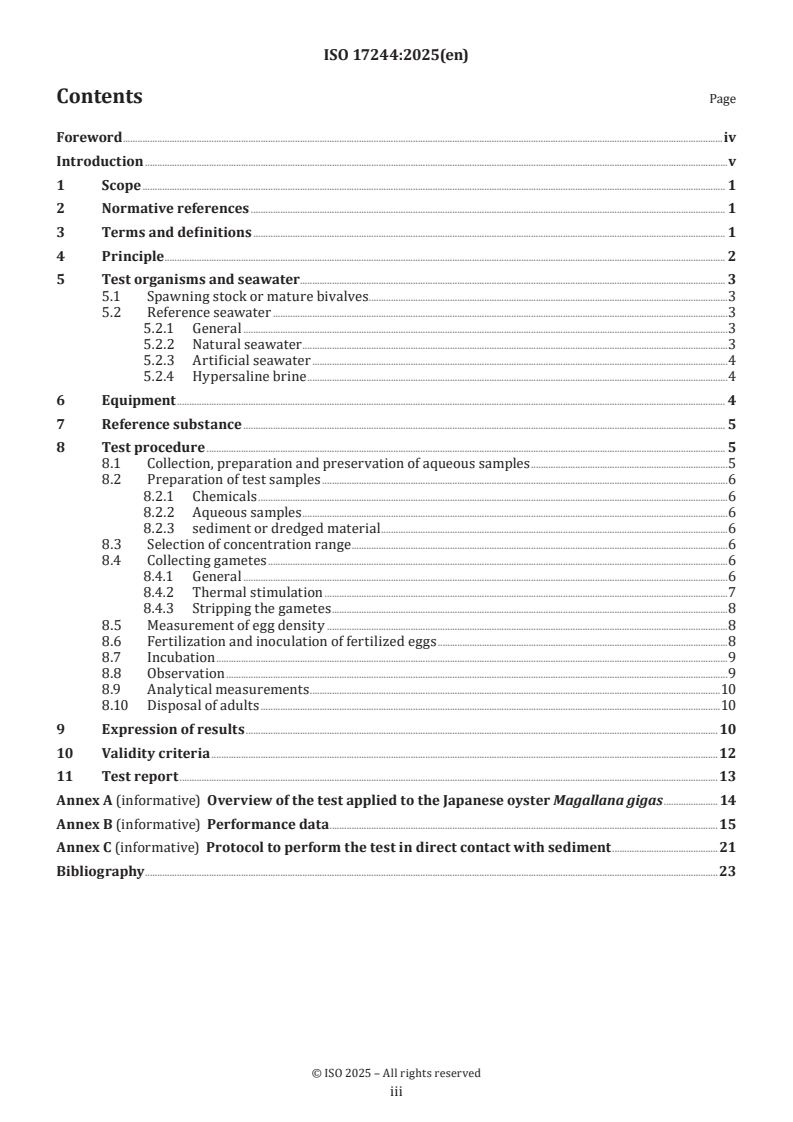 ISO 17244:2025 ISO 17244:2025 - Water quality — Determination of the toxicity of water samples on the embryo-larval development of the Japanese oyster (Magallana gigas) and the blue mussel (Mytilus edulis or M. galloprovincialis)
Released:22. 07. 2025 - Page 3 preview