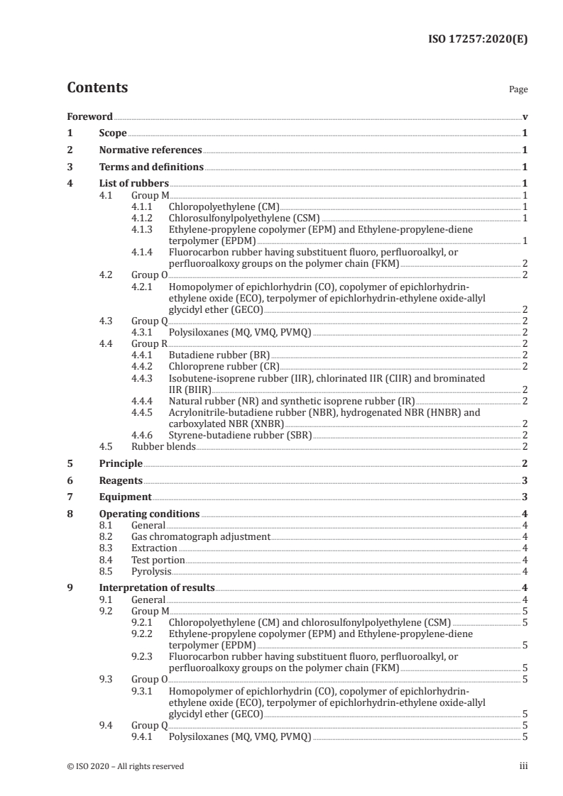 ISO 17257:2020 ISO 17257:2020 - Rubber — Identification of polymers — Pyrolytic gas-chromatographic method using mass-spectrometric detection/30/2020 - Page 3 preview