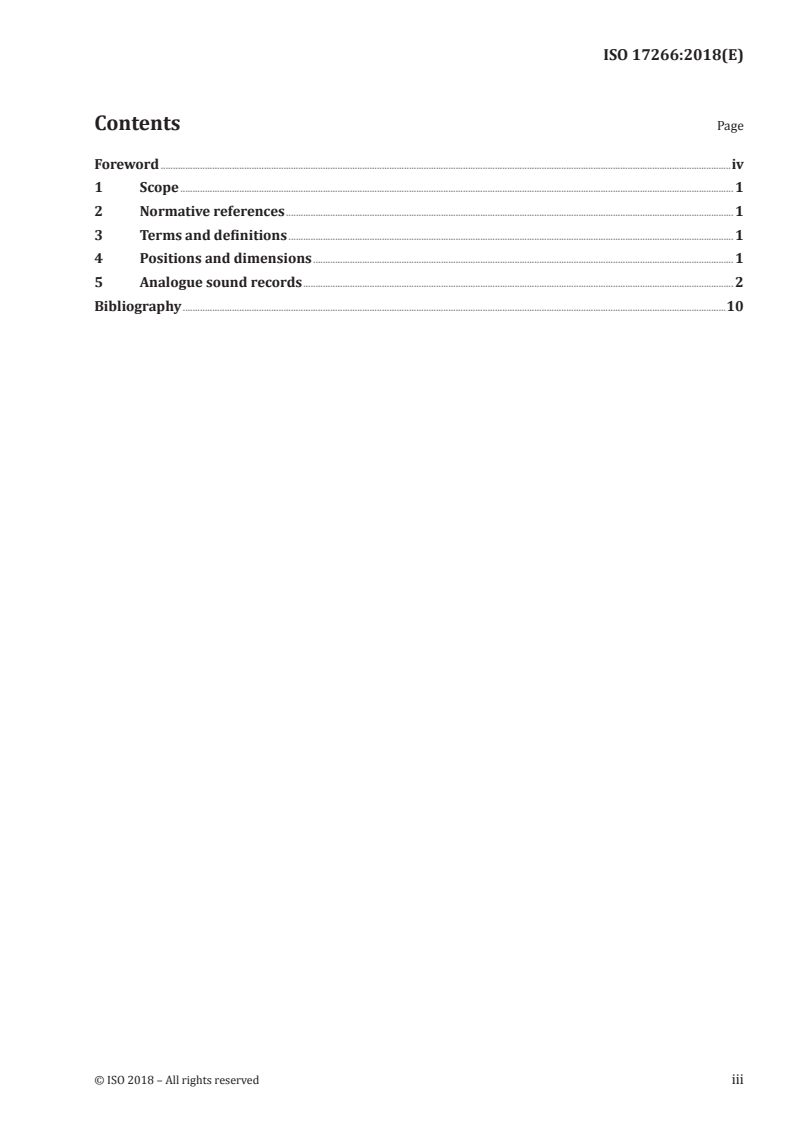 ISO 17266:2018 ISO 17266:2018 - Cinematography — Multichannel analogue and digital photographic sound and control records on 35 mm motion-picture prints and negatives, and digital sound-control records on 70 mm motion-picture prints and negatives — Position and width dimensions/9/2018 - Page 3 preview