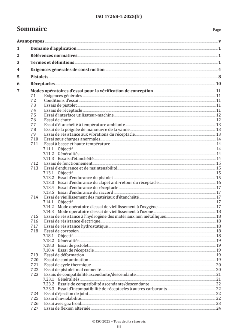 ISO 17268-1:2025 ISO 17268-1:2025 - Dispositifs de raccordement pour le ravitaillement des véhicules terrestres en hydrogène gazeux — Partie 1: Capacités de débit jusqu'à 120 g/s inclus - Page 3 preview