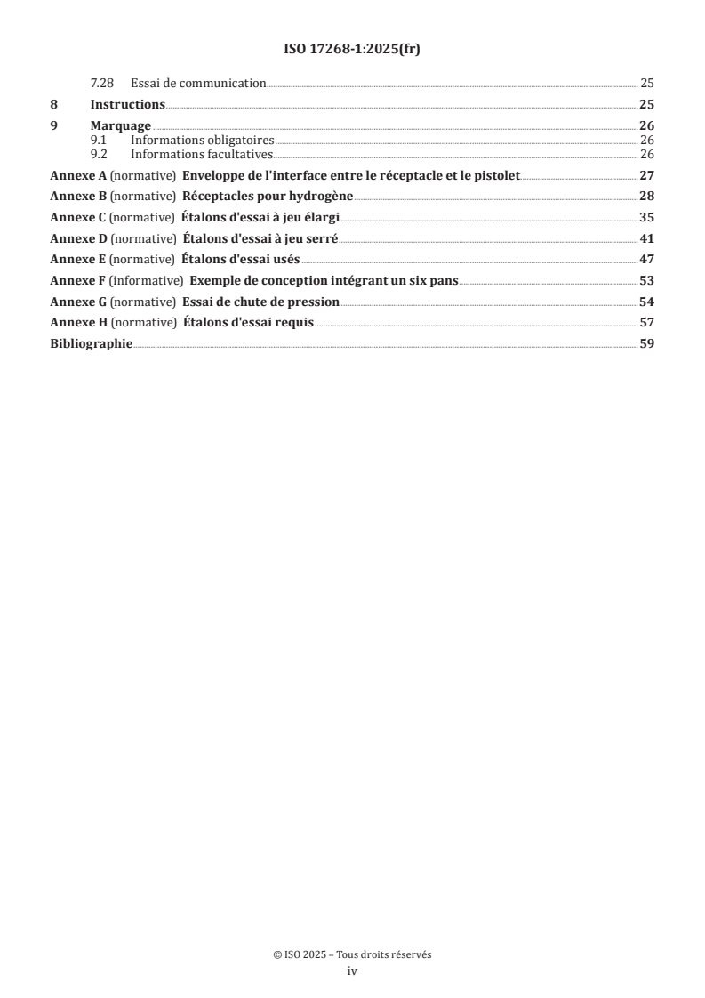 ISO 17268-1:2025 ISO 17268-1:2025 - Dispositifs de raccordement pour le ravitaillement des véhicules terrestres en hydrogène gazeux — Partie 1: Capacités de débit jusqu'à 120 g/s inclus - Page 4 preview