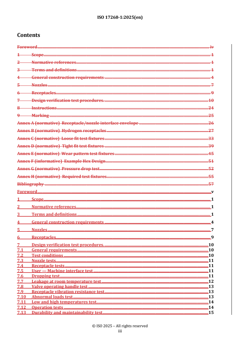 ISO 17268-1:2025 REDLINE ISO 17268-1:2025 - Gaseous hydrogen land vehicle refuelling connection devices — Part 1: Flow capacities up to and including 120 g/s - Page 3 preview