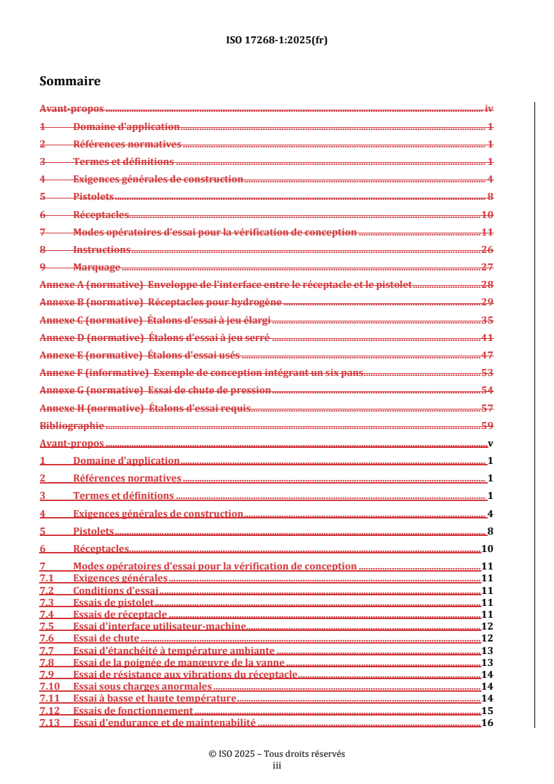 ISO 17268-1:2025 REDLINE ISO 17268-1:2025 - Dispositifs de raccordement pour le ravitaillement des véhicules terrestres en hydrogène gazeux — Partie 1: Capacités de débit jusqu'à 120 g/s inclus - Page 3 preview