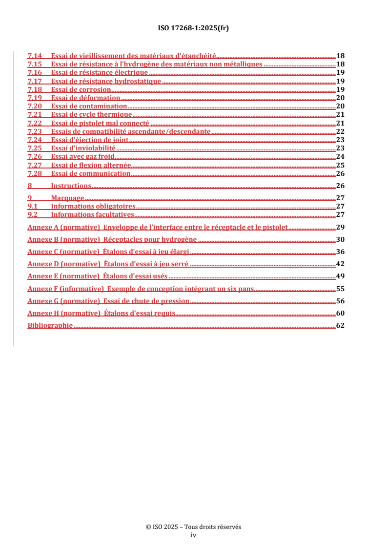 ISO 17268-1:2025 REDLINE ISO 17268-1:2025 - Dispositifs de raccordement pour le ravitaillement des véhicules terrestres en hydrogène gazeux — Partie 1: Capacités de débit jusqu'à 120 g/s inclus - Page 4 preview