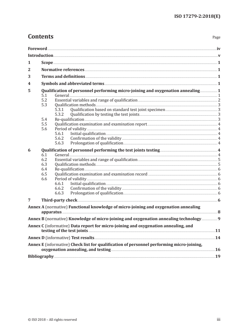 ISO 17279-2:2018 ISO 17279-2:2018 - Welding — Micro joining of 2nd generation high temperature superconductors — Part 2: Qualification for welding and testing personnel/17/2018 - Page 3 preview