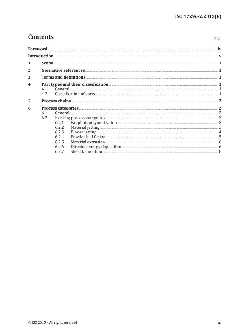 ISO 17296-2:2015 ISO 17296-2:2015 - Additive manufacturing — General principles — Part 2: Overview of process categories and feedstock/30/2015 - Page 3 preview
