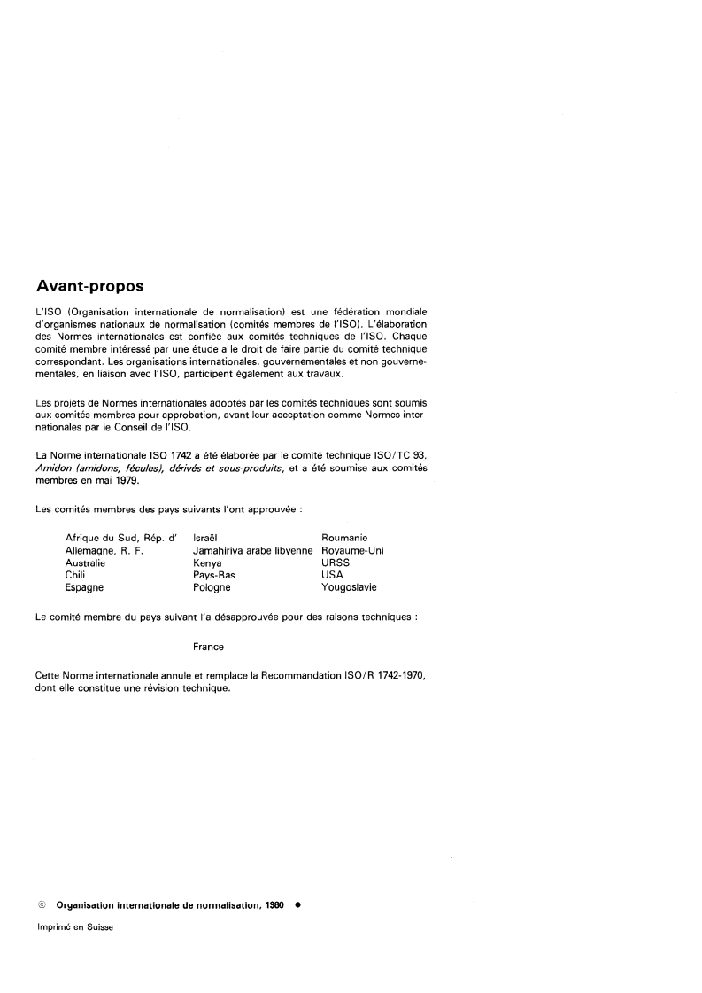 ISO 1742:1980 ISO 1742:1980 - Sirops de glucose — Détermination de la matière sèche — Méthode par étuvage sous pression réduite/1/1980 - Page 2 preview