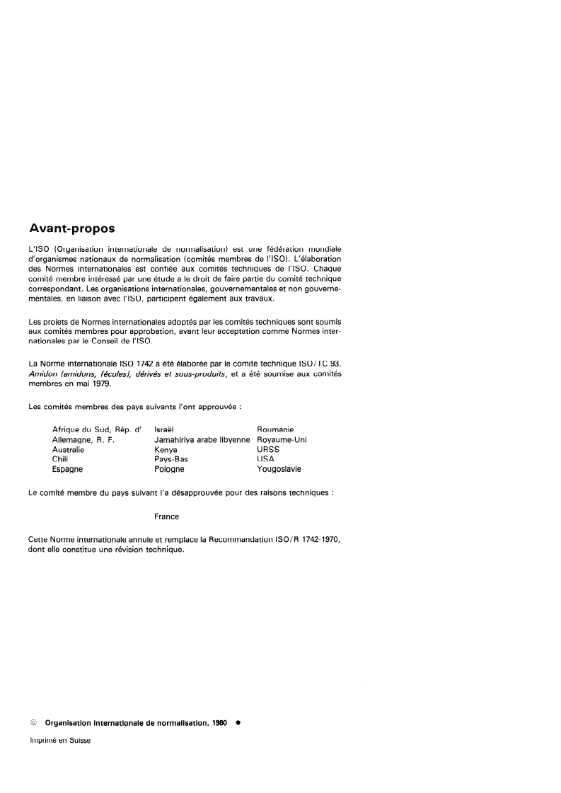 ISO 1742:1980 ISO 1742:1980 - Sirops de glucose — Détermination de la matière sèche — Méthode par étuvage sous pression réduite/1/1980 - Page 2 preview