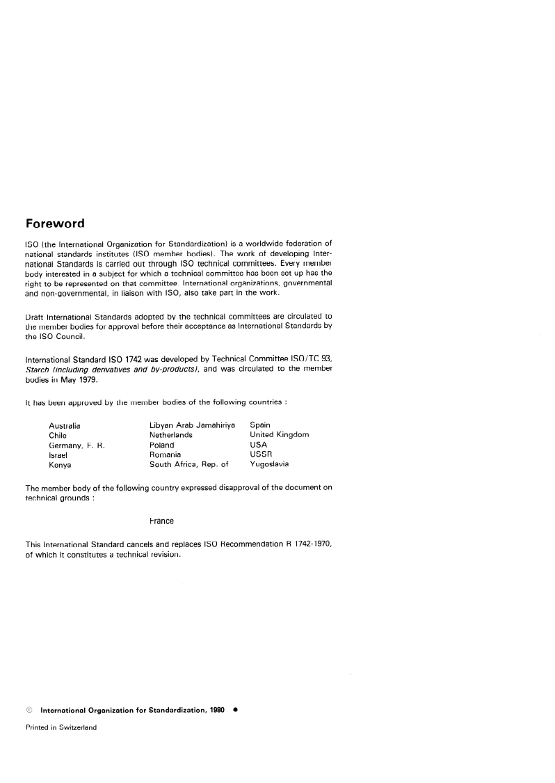 ISO 1742:1980 ISO 1742:1980 - Glucose syrups — Determination of dry matter — Vacuum oven method/1/1980 - Page 2 preview