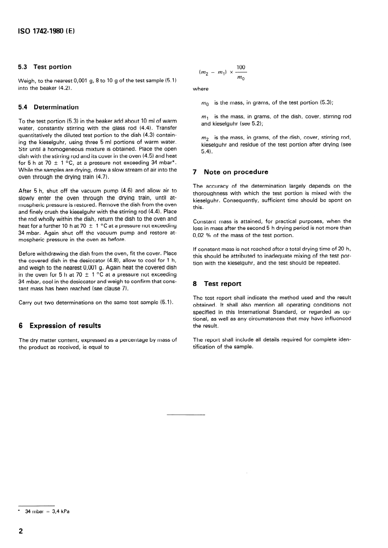 ISO 1742:1980 ISO 1742:1980 - Glucose syrups — Determination of dry matter — Vacuum oven method/1/1980 - Page 4 preview