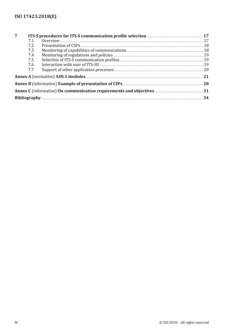 ISO 17423:2018 ISO 17423:2018 - Intelligent transport systems — Cooperative systems — Application requirements and objectives/3/2018 - Page 4 preview