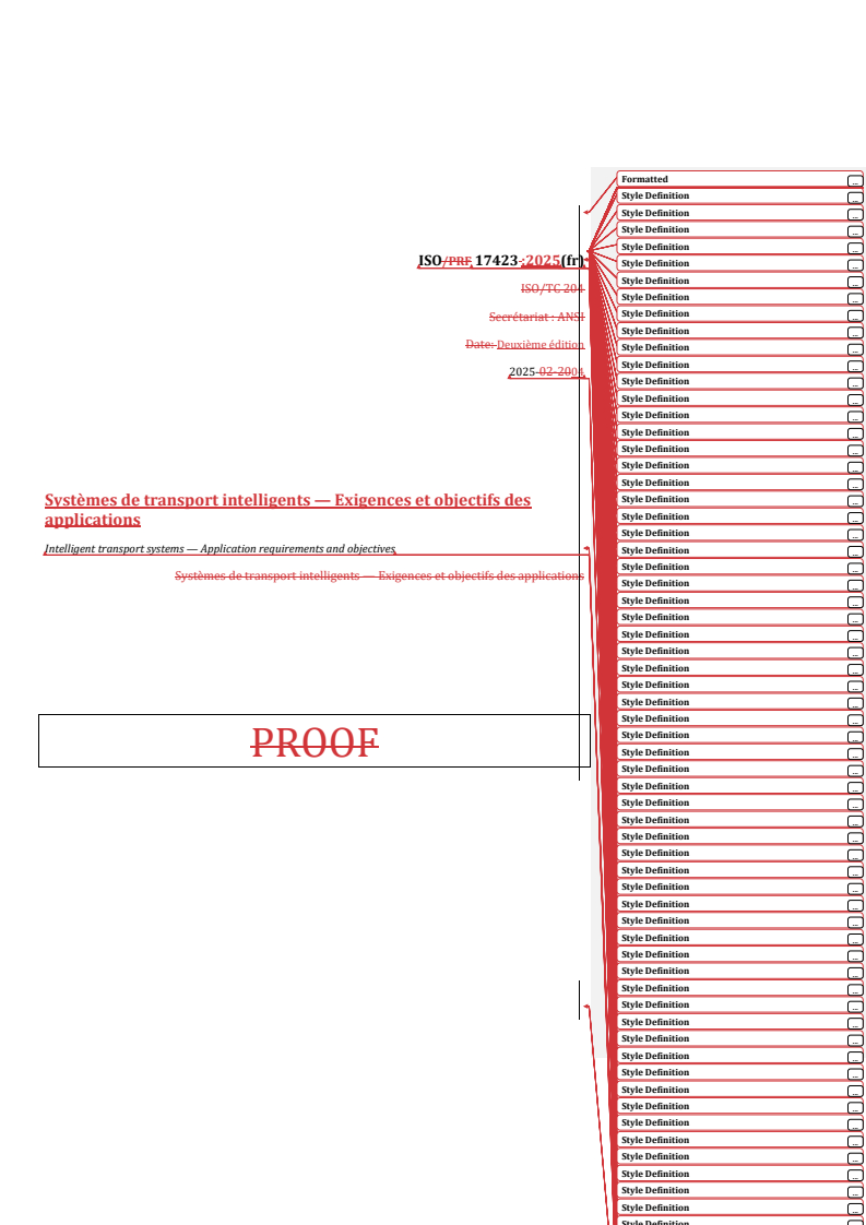REDLINE ISO 17423:2025 - Systèmes de transport intelligents — Exigences et objectifs des applications
Released:25. 06. 2025