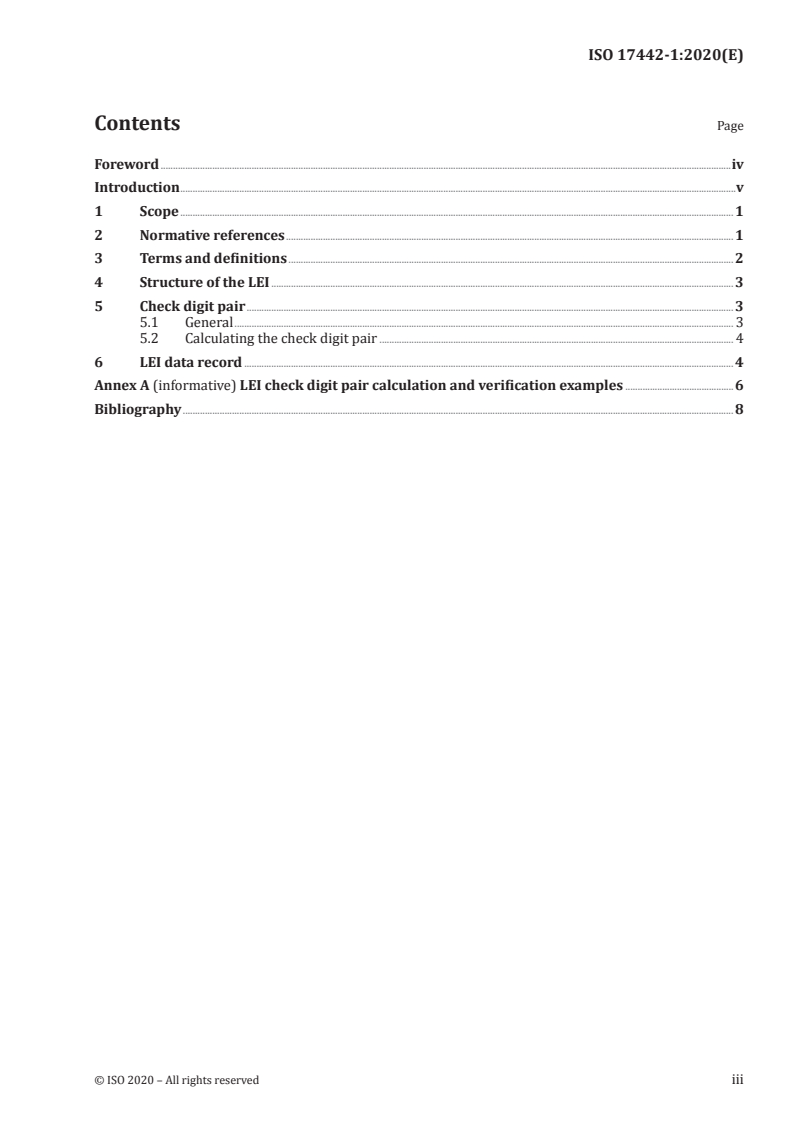 ISO 17442-1:2020 ISO 17442-1:2020 - Financial services — Legal entity identifier (LEI) — Part 1: Assignment/18/2020 - Page 3 preview