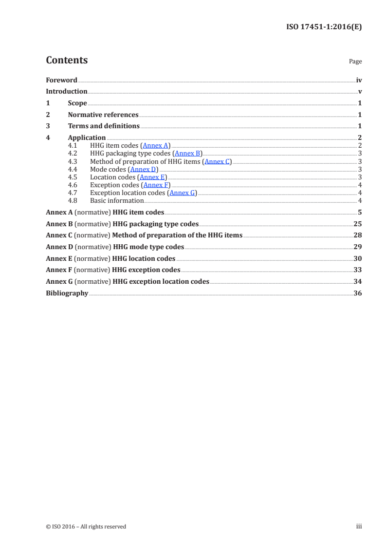ISO 17451-1:2016 ISO 17451-1:2016 - Packaging — Codification of contents for inventories for shipments of household goods and personal effects — Part 1: Numeric codification of inventories/22/2016 - Page 3 preview