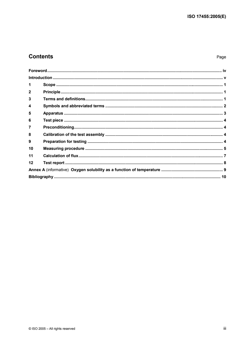 ISO 17455:2005 ISO 17455:2005 - Plastics piping systems — Multilayer pipes — Determination of the oxygen permeability of the barrier pipe/11/2005 - Page 3 preview