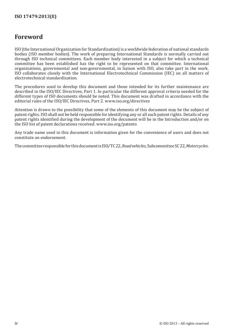 ISO 17479:2013 ISO 17479:2013 - Motorcycles — Measurement methods for gaseous exhaust emissions during inspection or maintenance/11/2013 - Page 4 preview
