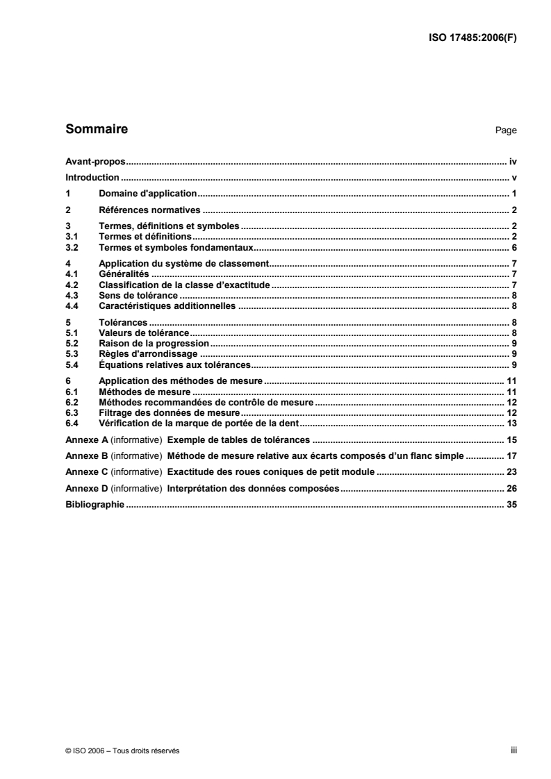 ISO 17485:2006 ISO 17485:2006 - Engrenages coniques — Système ISO d'exactitude/19/2006 - Page 3 preview