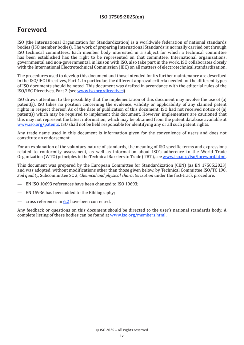 ISO 17505:2025 ISO 17505:2025 - Soil and waste characterization — Temperature dependent differentiation of total carbon (TOC400, ROC, TIC900)
Released:4. 06. 2025 - Page 4 preview