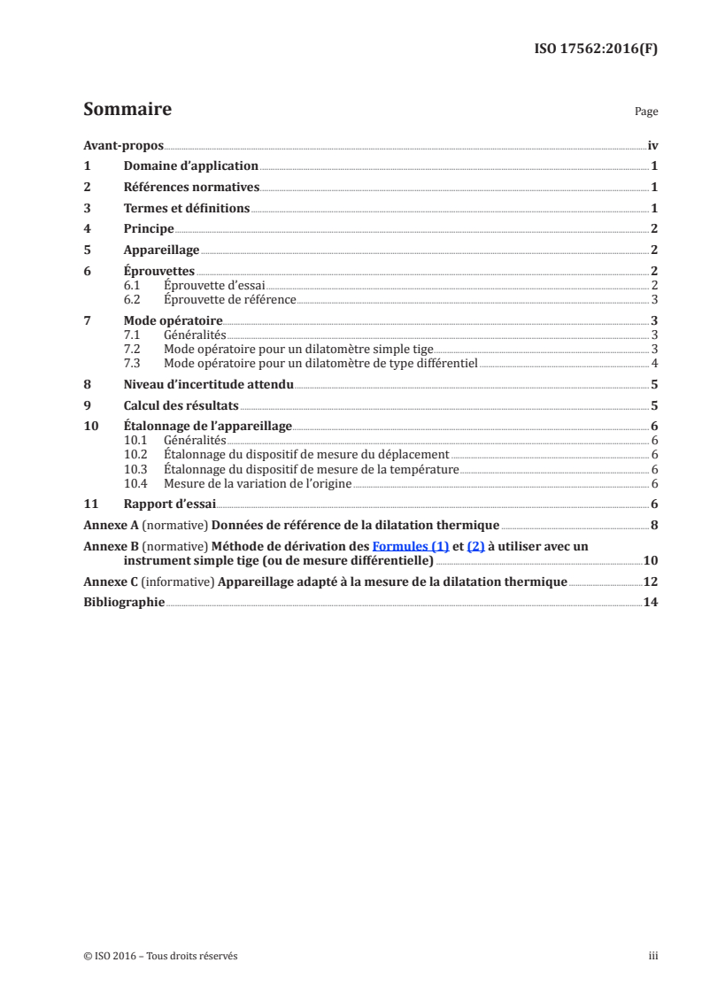 ISO 17562:2016 ISO 17562:2016 - Céramiques techniques — Détermination du coefficient de dilatation thermique linéique des céramiques monolithiques par la méthode de la tige poussoir/8/2016 - Page 3 preview
