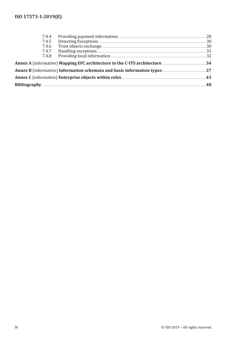 ISO 17573-1:2019 ISO 17573-1:2019 - Electronic fee collection — System architecture for vehicle-related tolling — Part 1: Reference model/18/2019 - Page 4 preview