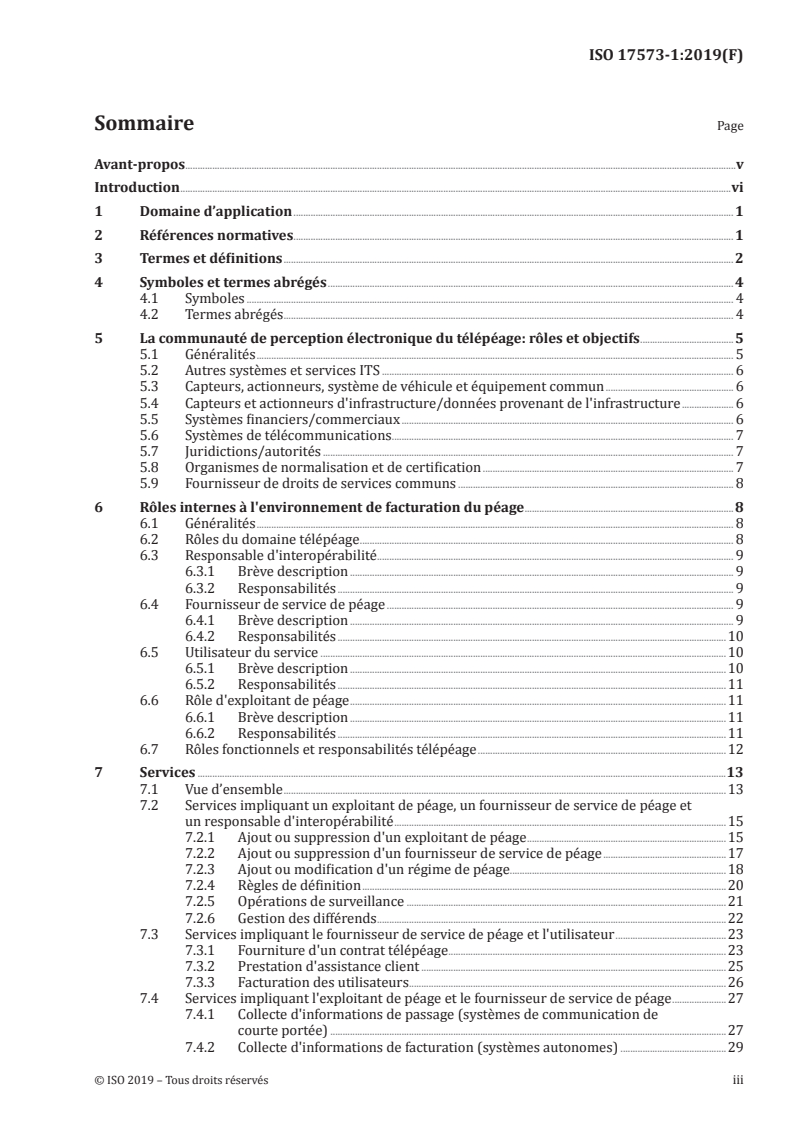 ISO 17573-1:2019 ISO 17573-1:2019 - Perception électronique de télépéage — Architecture de systèmes pour le péage lié aux véhicules — Partie 1: Modèle de référence/26/2019 - Page 3 preview