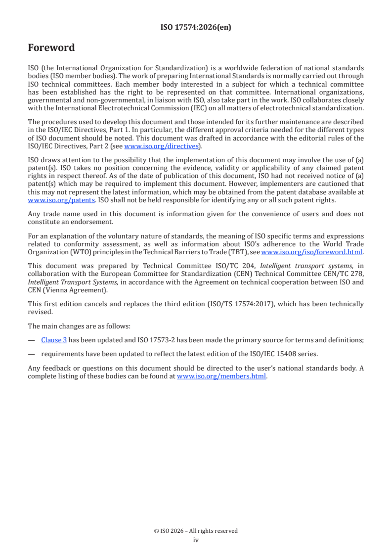 ISO 17574:2026 ISO 17574:2026 - Electronic fee collection — Requirements for security protection profiles - Page 4 preview