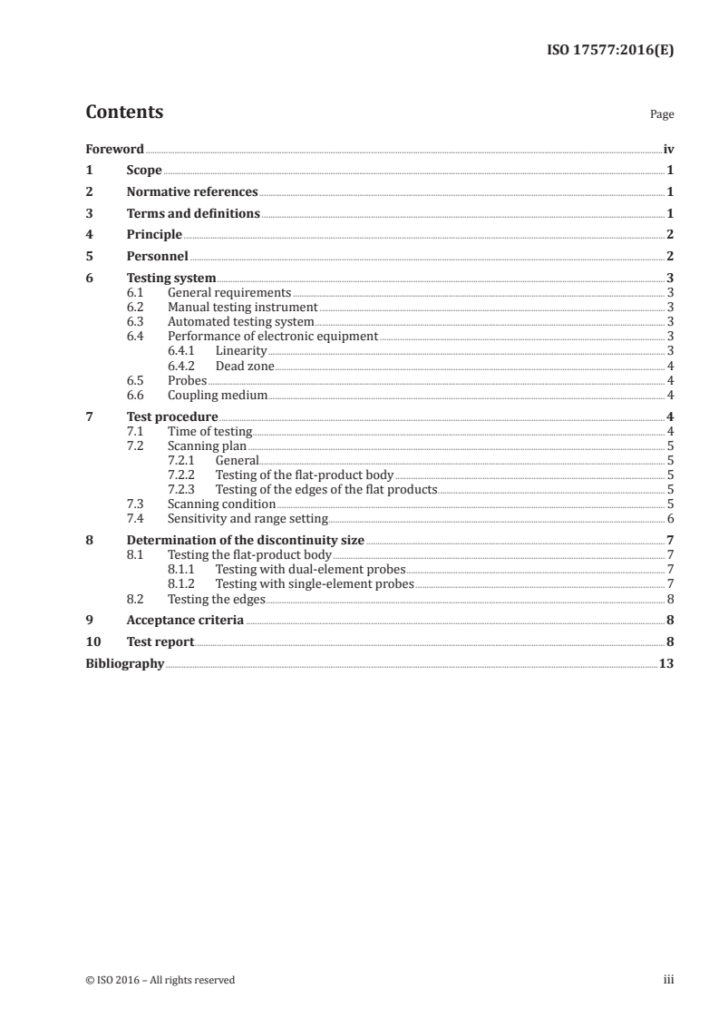 ISO 17577:2016 ISO 17577:2016 - Steel — Ultrasonic testing of steel flat products of thickness equal to or greater than 6 mm/18/2016 - Page 3 preview