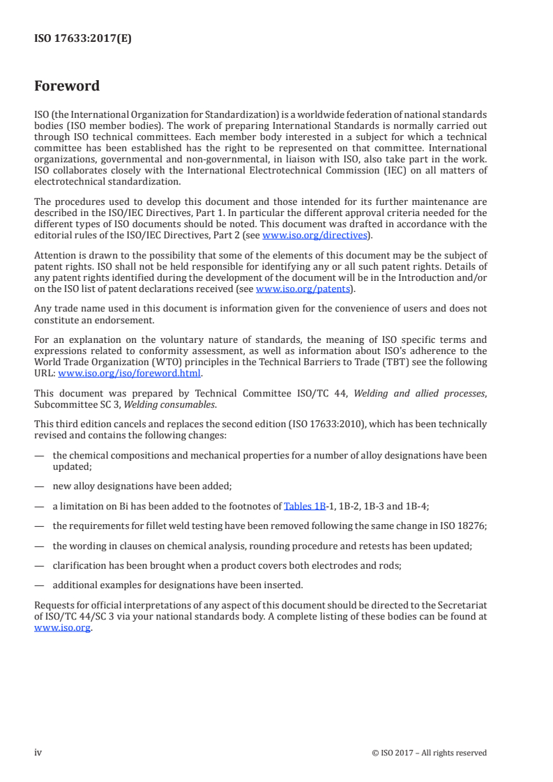 ISO 17633:2017 ISO 17633:2017 - Welding consumables — Tubular cored electrodes and rods for gas shielded and non-gas shielded metal arc welding of stainless and heat-resisting steels — Classification/30/2017 - Page 4 preview