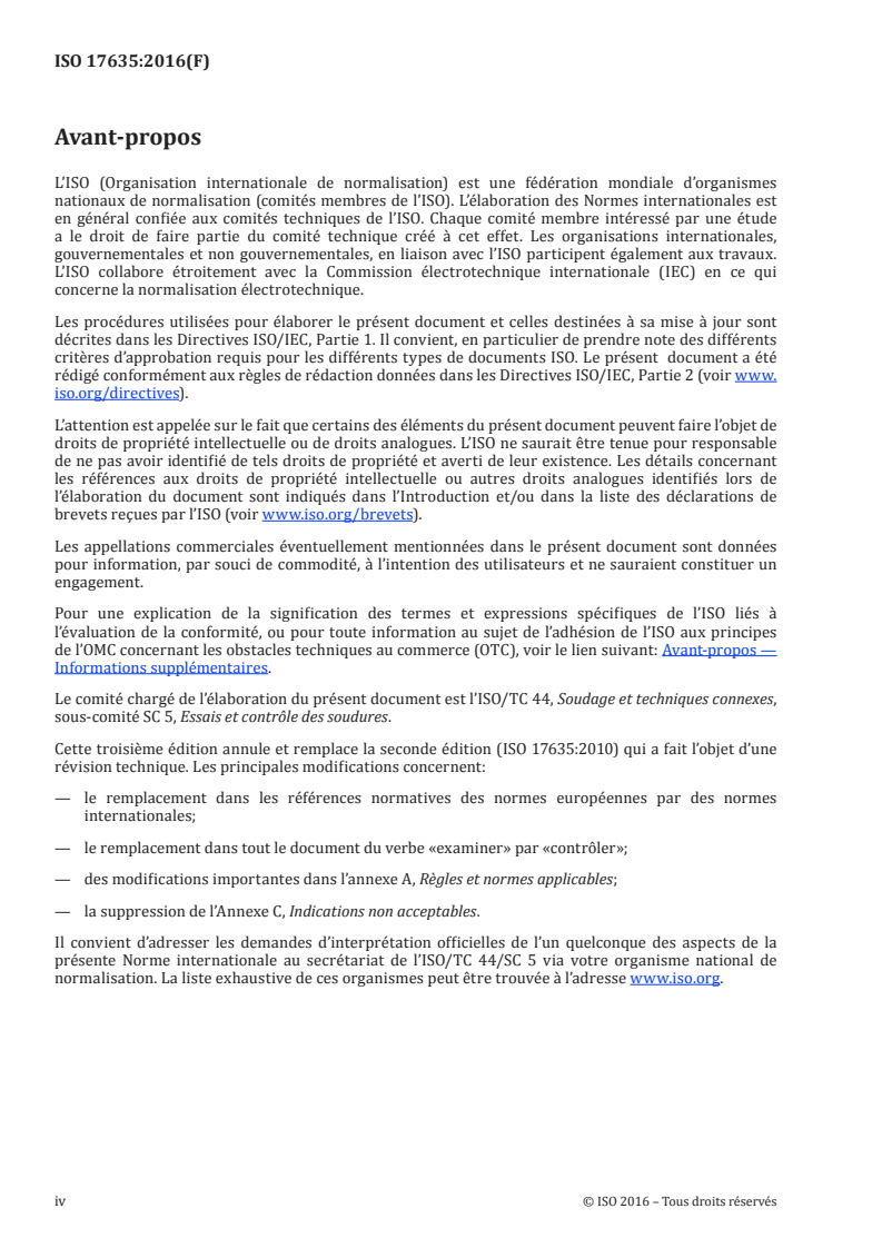 ISO 17635:2016 ISO 17635:2016 - Contrôle non destructif des assemblages soudés — Règles générales pour les matériaux métalliques/25/2016 - Page 4 preview