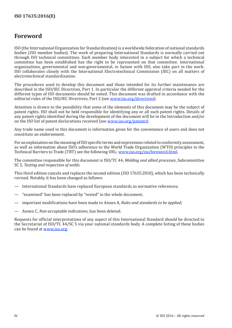 ISO 17635:2016 ISO 17635:2016 - Non-destructive testing of welds — General rules for metallic materials/25/2016 - Page 4 preview