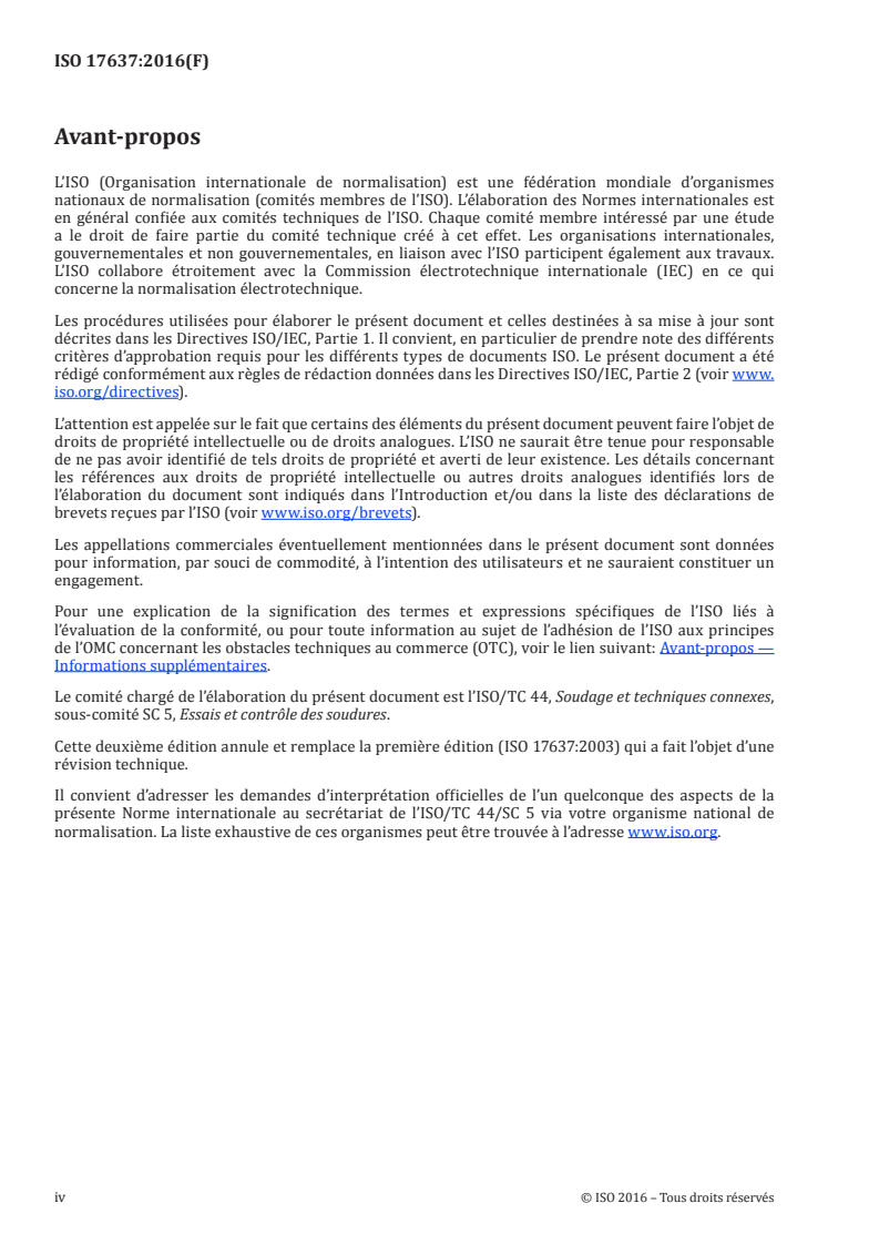 ISO 17637:2016 ISO 17637:2016 - Contrôle non destructif des assemblages soudés — Contrôle visuel des assemblages soudés par fusion/21/2016 - Page 4 preview