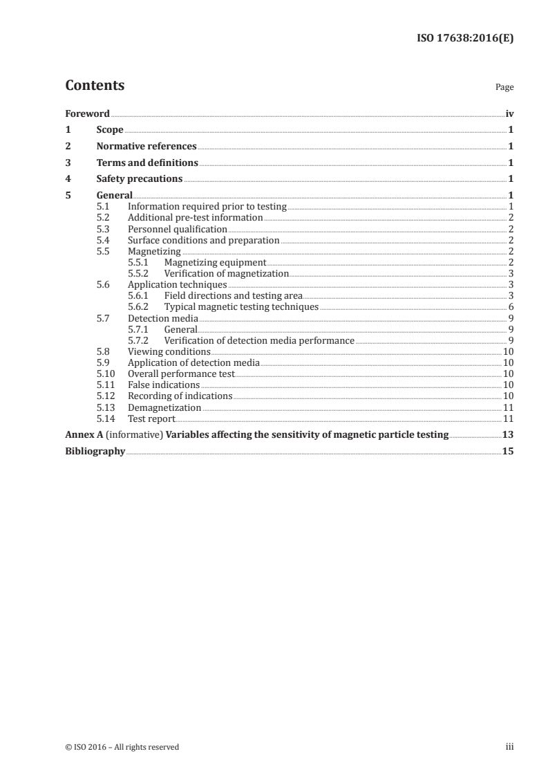 ISO 17638:2016 ISO 17638:2016 - Non-destructive testing of welds — Magnetic particle testing/10/2016 - Page 3 preview