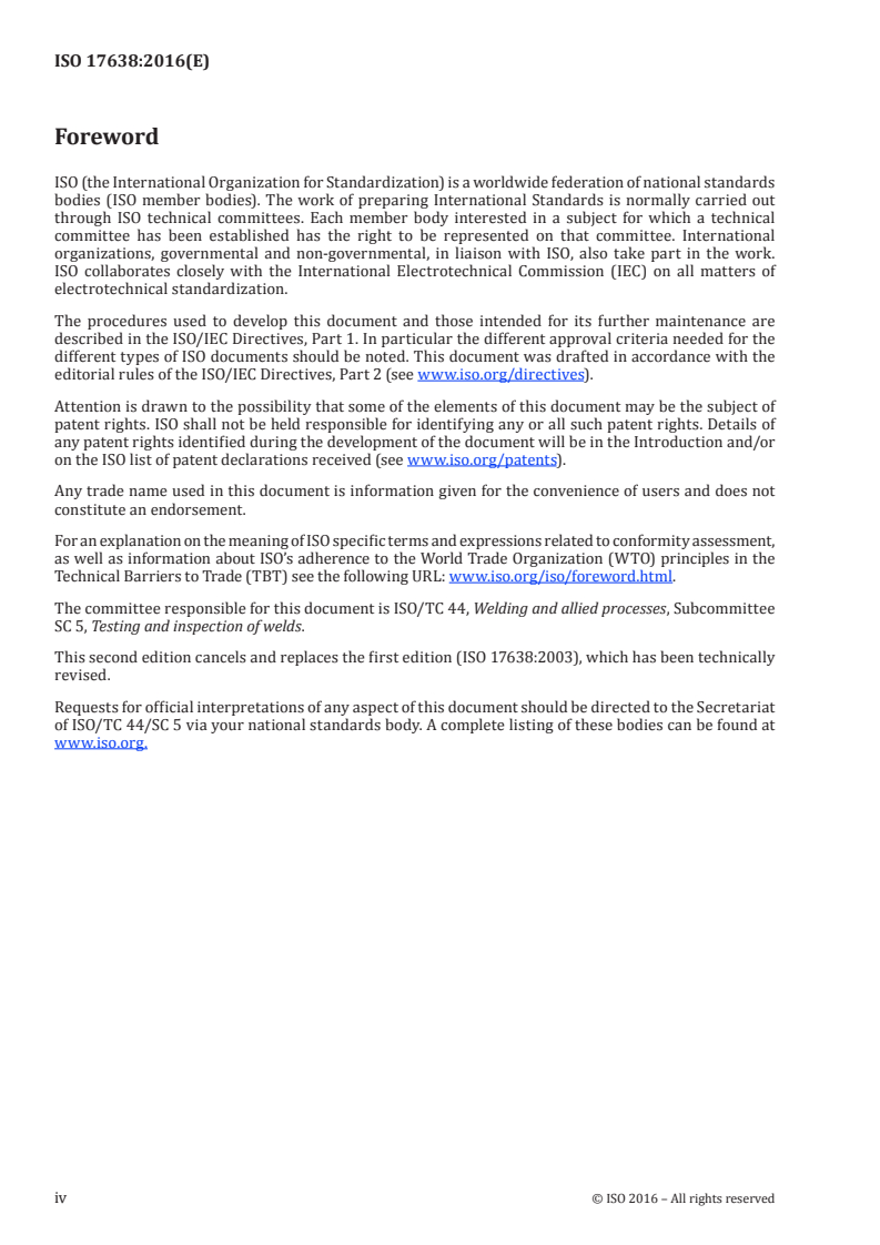ISO 17638:2016 ISO 17638:2016 - Non-destructive testing of welds — Magnetic particle testing/10/2016 - Page 4 preview
